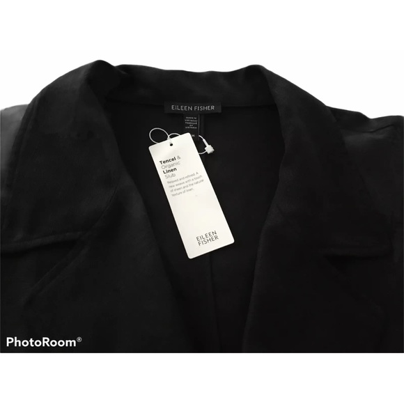 278.00 NWT EILEEN FISHER M ORGANIC BLACK LINEN DRAPE JACKET VERY NICE - Picture 3 of 11